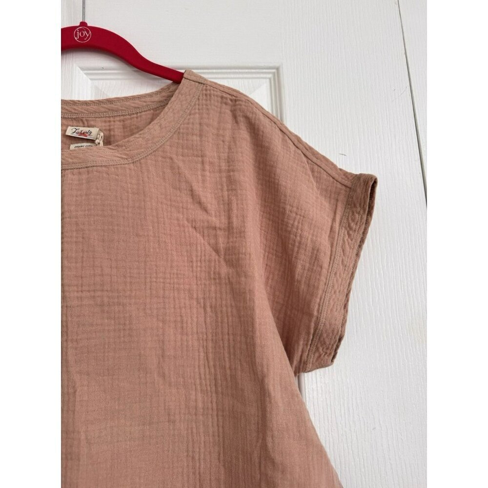 Faherty Women's Size Large Dream Cotton Gauze T-Shirt - Women's Tan Peach - Picture 3 of 7